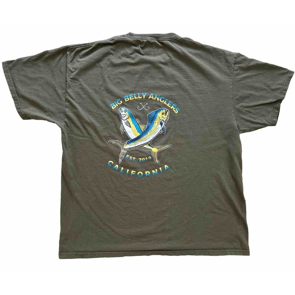 Fishing Wild Tuna Anglers T Shirt Big Belly Men's 2XL Army Green